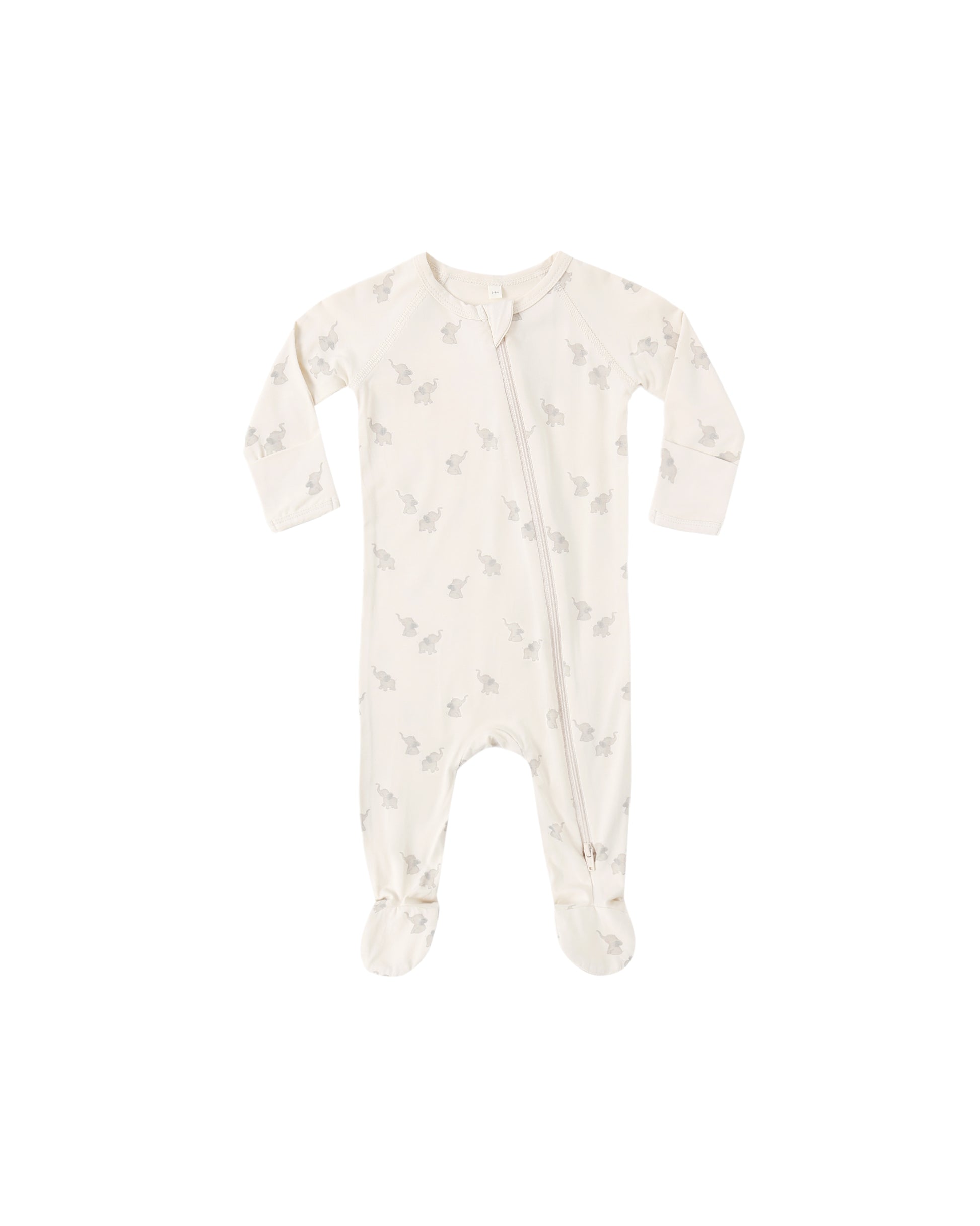 Baby onesie with a subtle elephant pattern 