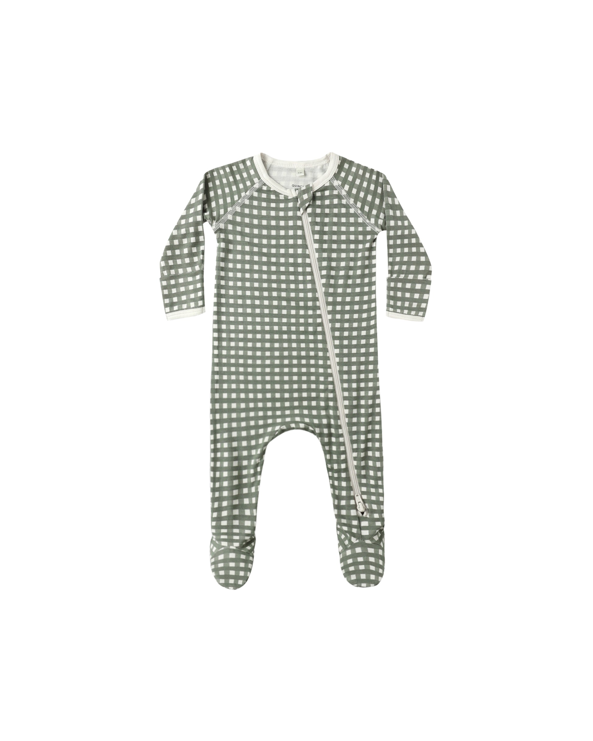 Green checkered baby onesie