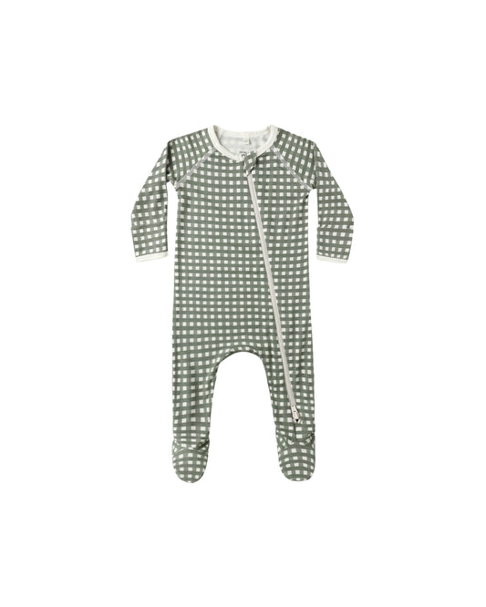 Green checkered baby onesie