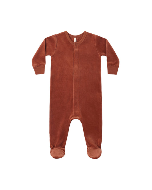 Velour Footie // Redwood
