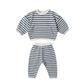 Waffle Slouch Set || Ocean Stripe