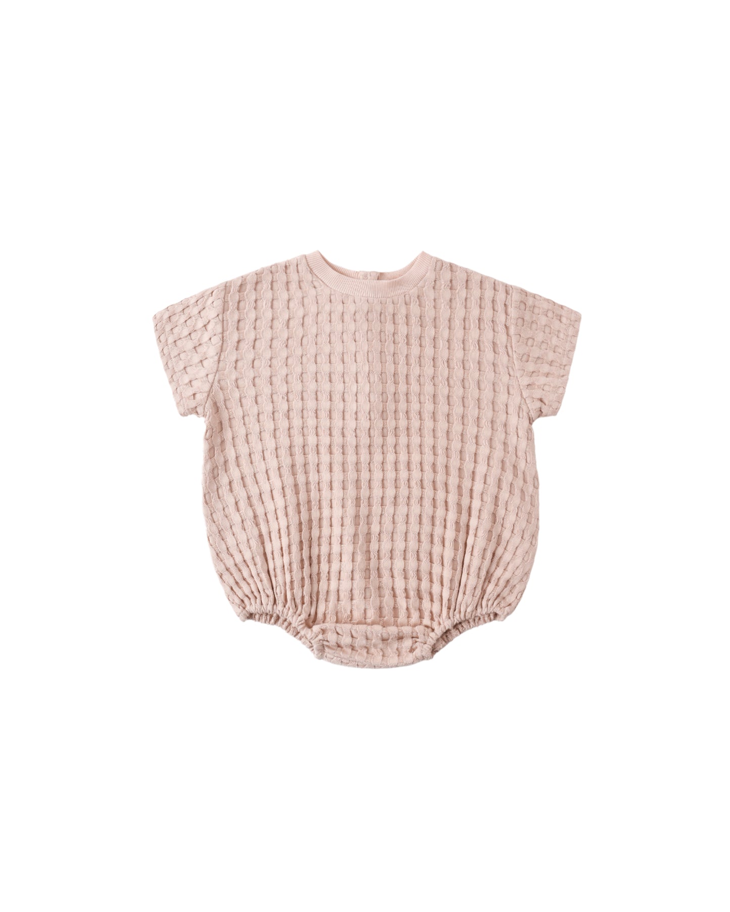 Pink waffle  bubble baby romper 
