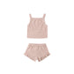 Pink tank top and shorts set with a subtle pattern