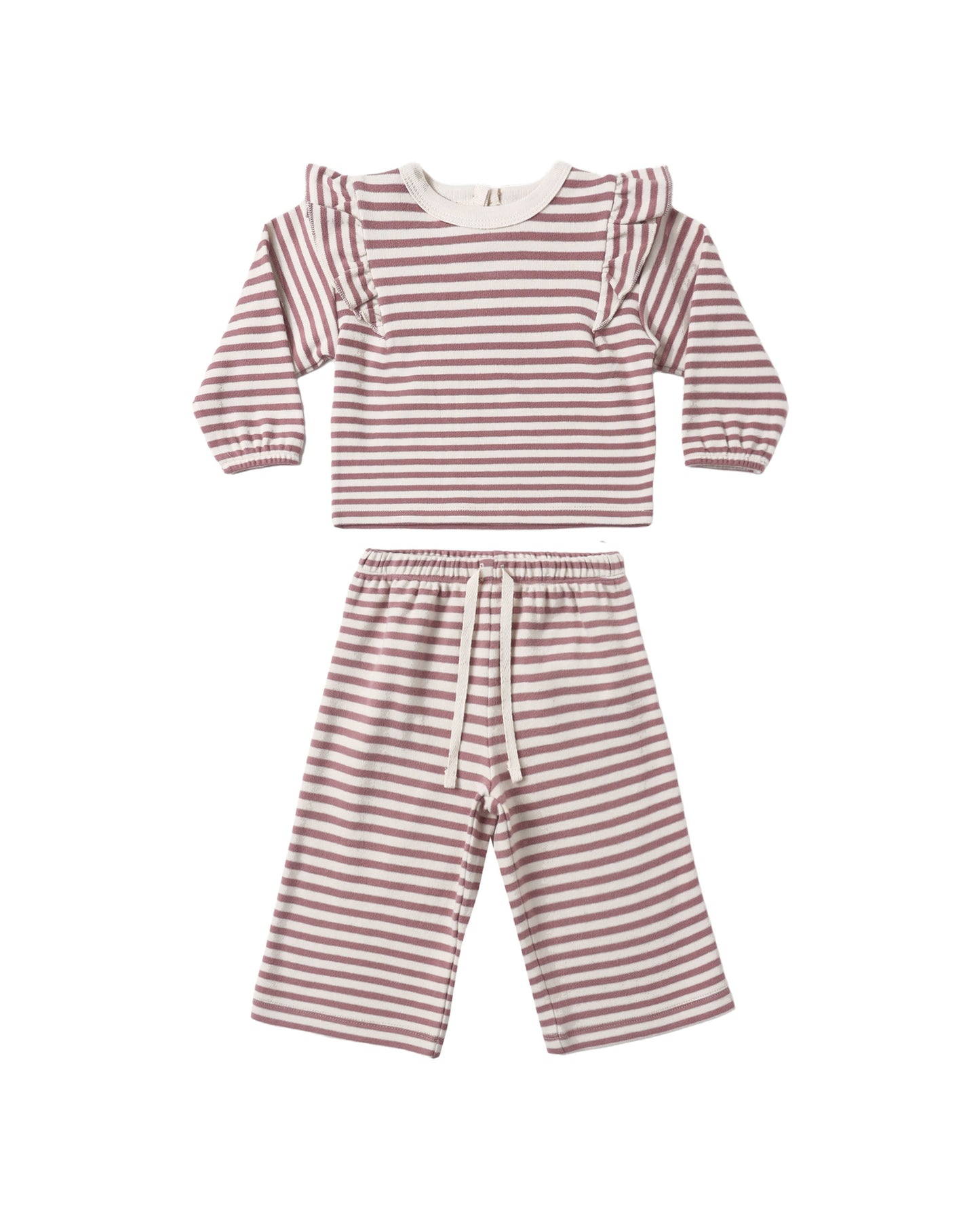 Ruffle Cozy Set // Mulberry Stripe
