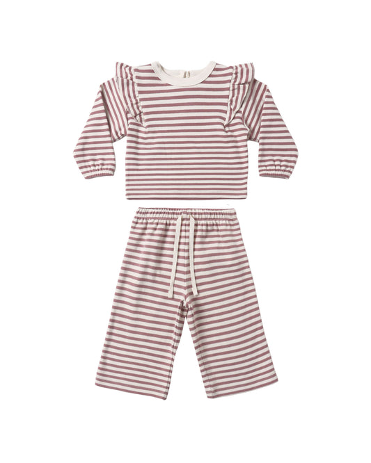 Ruffle Cozy Set // Mulberry Stripe