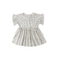 Blue Floral dress on ivory fabric
