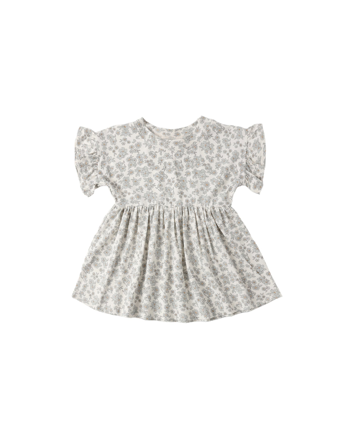Blue Floral dress on ivory fabric