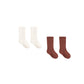 Ribbed Socks, 2-pack | Natural & Redwood