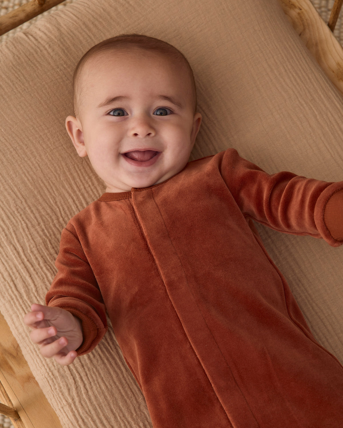 Velour Footie // Redwood