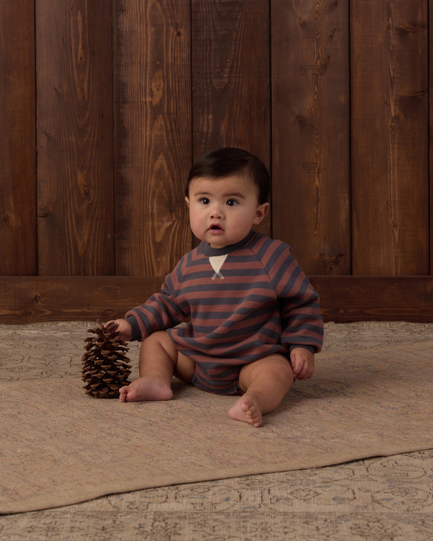 Crew Neck Romper // Mulberry Stripe