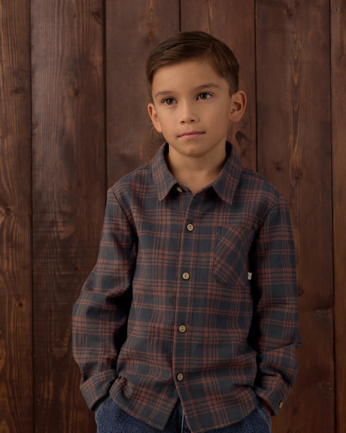 Collared Long Sleeve Shirt // Midnight Plaid