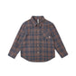 Collared Button down in brown and charcoal plaid