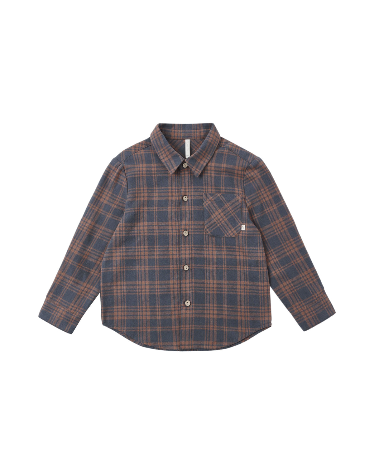 Collared Button down in brown and charcoal plaid