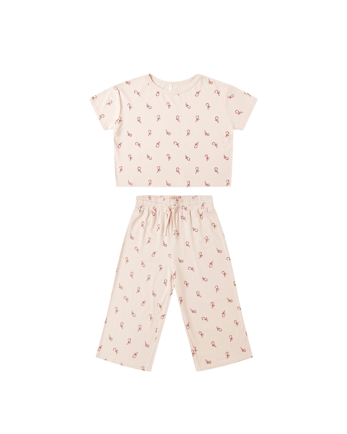 Children's pajama set with a candy cane pattern