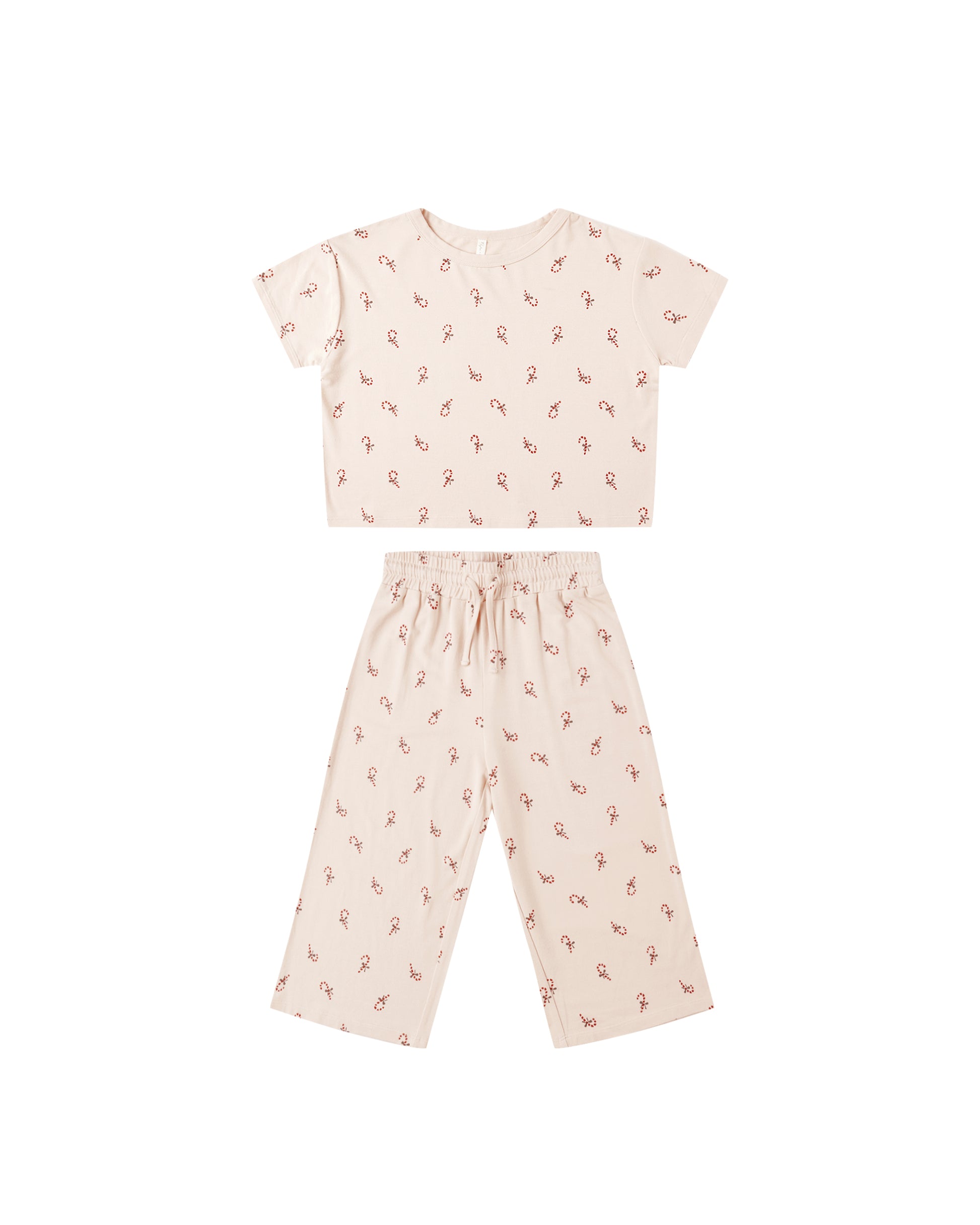 Children's pajama set with a candy cane pattern