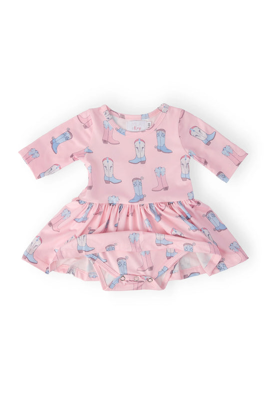 Ribbons & Rodeos 3/4 Sleeve Twirl Flutter Bodysuit