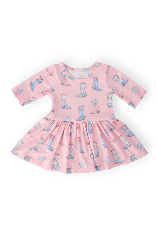Ribbons & Rodeos 3/4 Sleeve Twirl Flutter Bodysuit