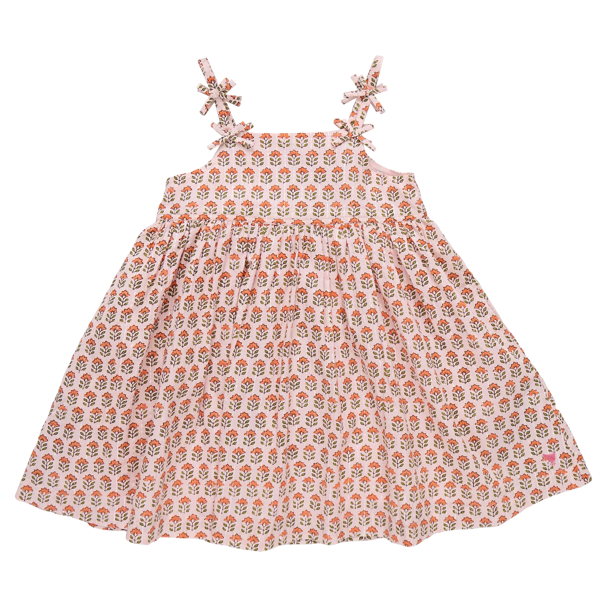 Floral Print Dress with Metallic Details