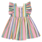 Colorful striped dress with ruffle sleeves