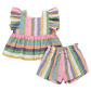 Colorful striped top and shorts set 
