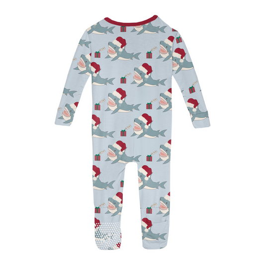 Print Convertible Sleeper with Zipper // Blue Holiday Sharks