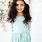 Sage 3/4 Sleeve Twirl Dress