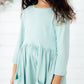 Sage 3/4 Sleeve Twirl Dress