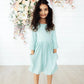 Sage 3/4 Sleeve Twirl Dress