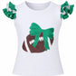 Sequin Football Shimmer Ruffle Sleeve Green