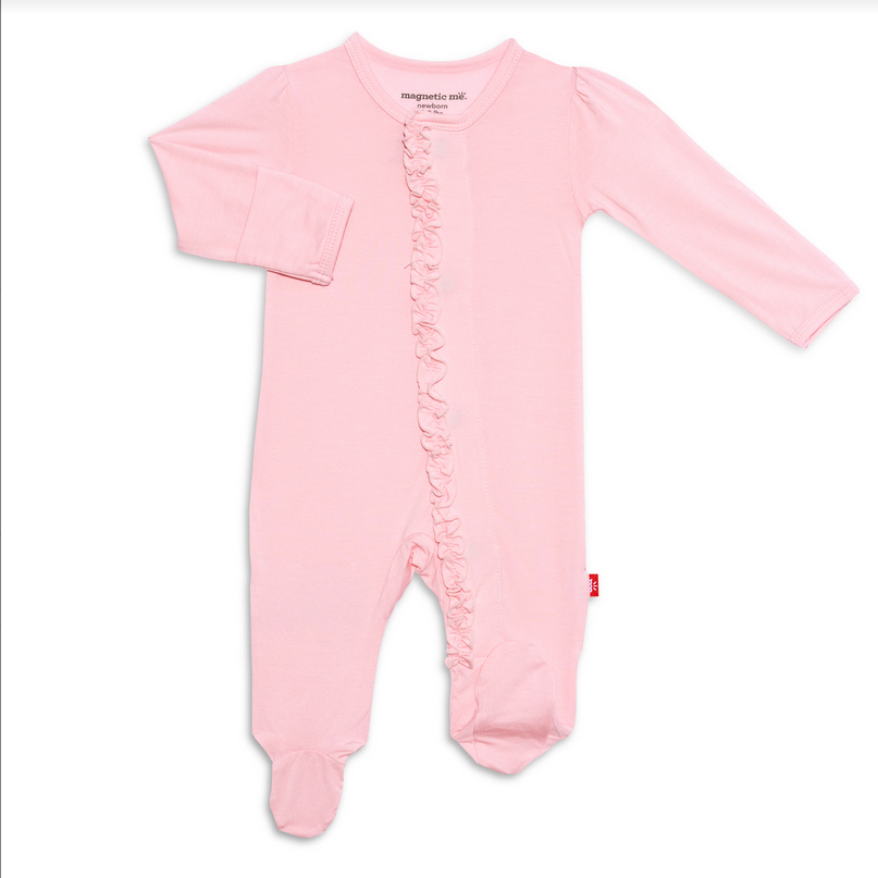 Modal Magnetic Ruffle Footie // Pink Dogwood