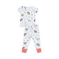 Short Sleeve Pajama Set // Vintage Animals Faces Blue