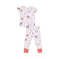Short Sleeve Pajama Set // Vintage Animals Faces Pink
