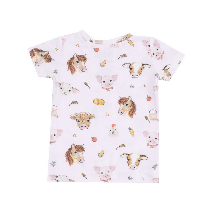 Short Sleeve Pajama Set // Vintage Animals Faces Pink