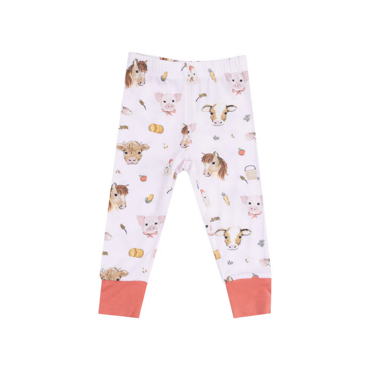 Short Sleeve Pajama Set // Vintage Animals Faces Pink