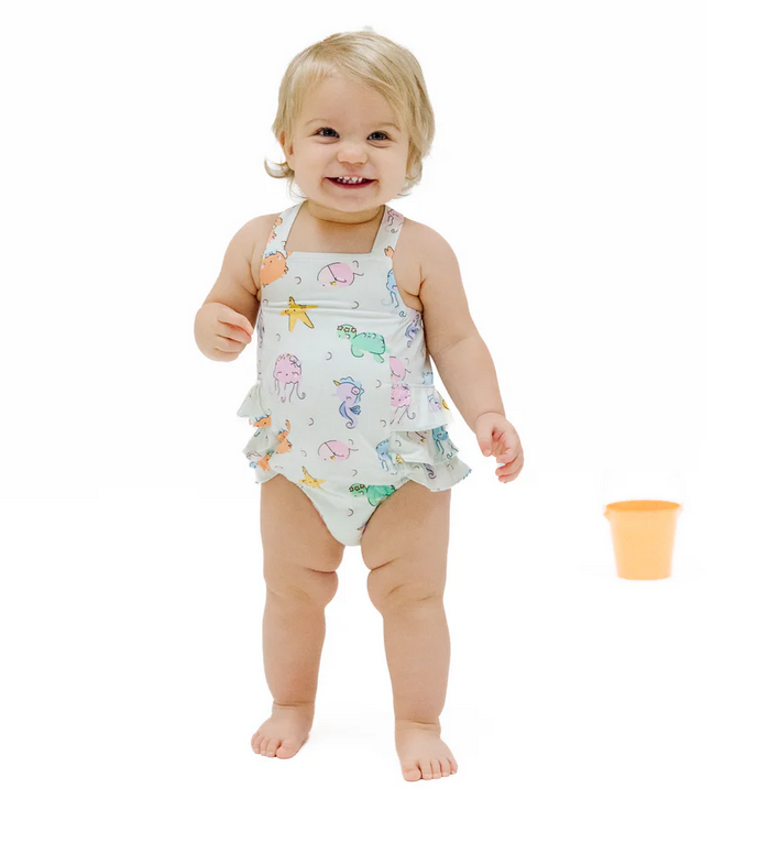Cutie Sea Creatures Ruffle Sunsuit