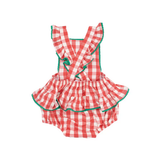 Ric-Rac Ruffle Sunsuit // Strawberry Gingham