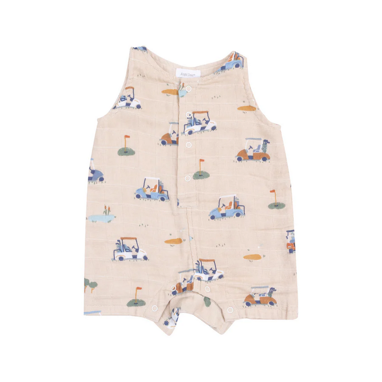Sleeveless Shortie Romper // Golf Cart Cuties Oatmeal
