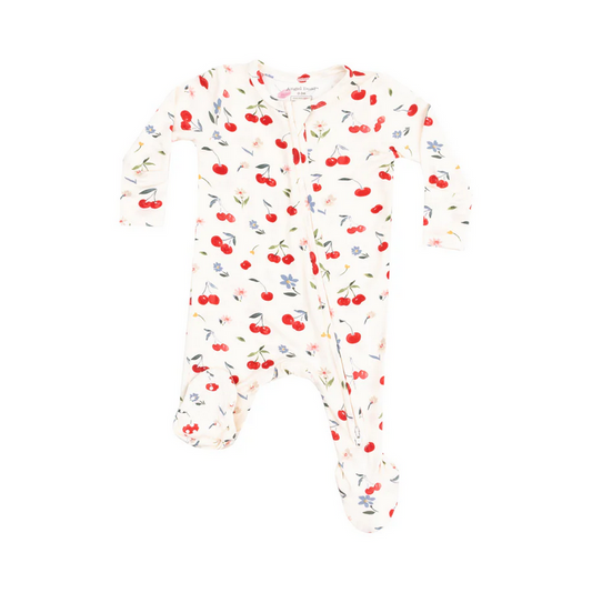 2 Way Zipper Footie // Watercolor Cherries