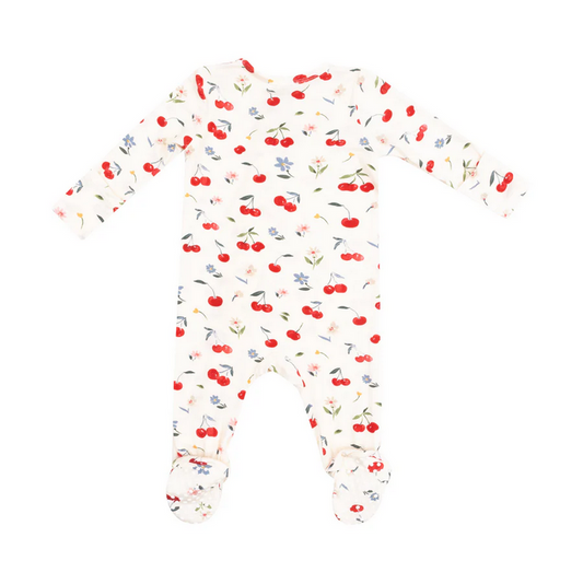 2 Way Zipper Footie // Watercolor Cherries
