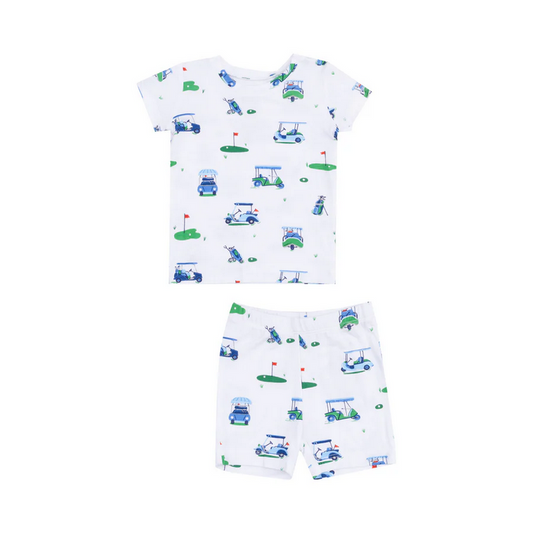 Loungewear Short Set // Vintage Golf Carts Blue