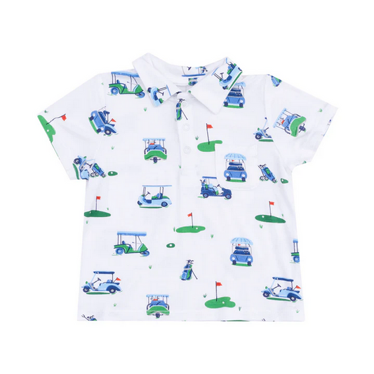 Polo Shirt & Short Set // Vintage Golf Carts Blue