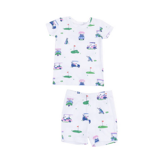 Loungewear Short Set // Vintage Golf Carts Pink