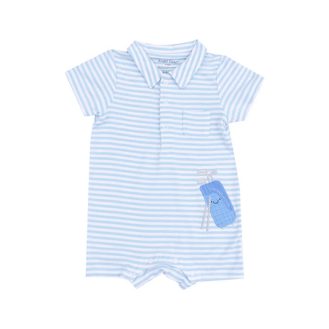 Polo Shortie with Applique // Golf Blue Stripe