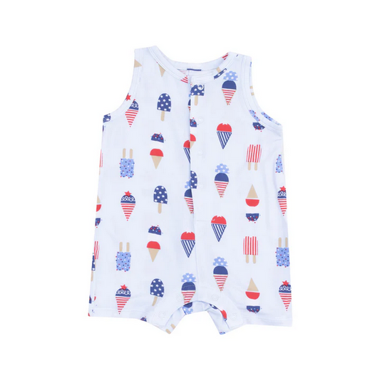 Sleeveless Shortie Romper // American Ice Cream Blue