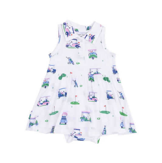 Polo Collar Bodysuit Dress // Vintage Golf Carts Pink