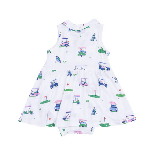 Polo Collar Bodysuit Dress // Vintage Golf Carts Pink