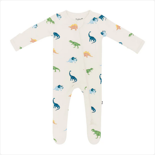 Zippered Footie in Ecru Roar
