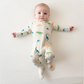 Zippered Footie in Ecru Roar