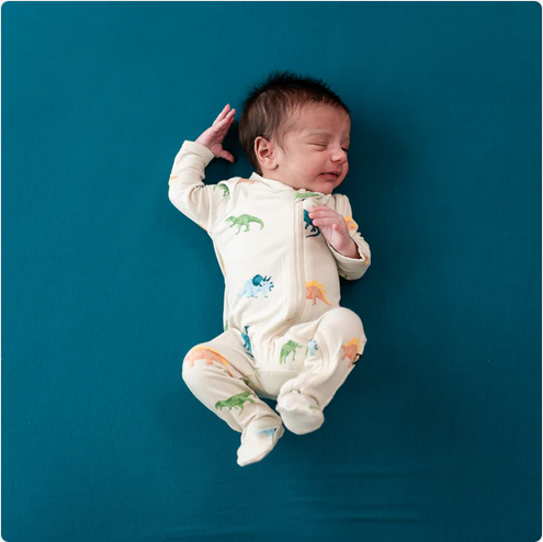 Zippered Footie in Ecru Roar