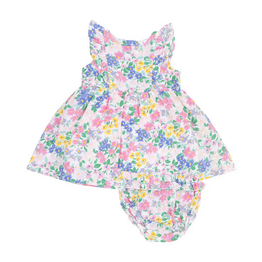 Ruffle Sleeve Dress and Diaper Cover//Emma Floral